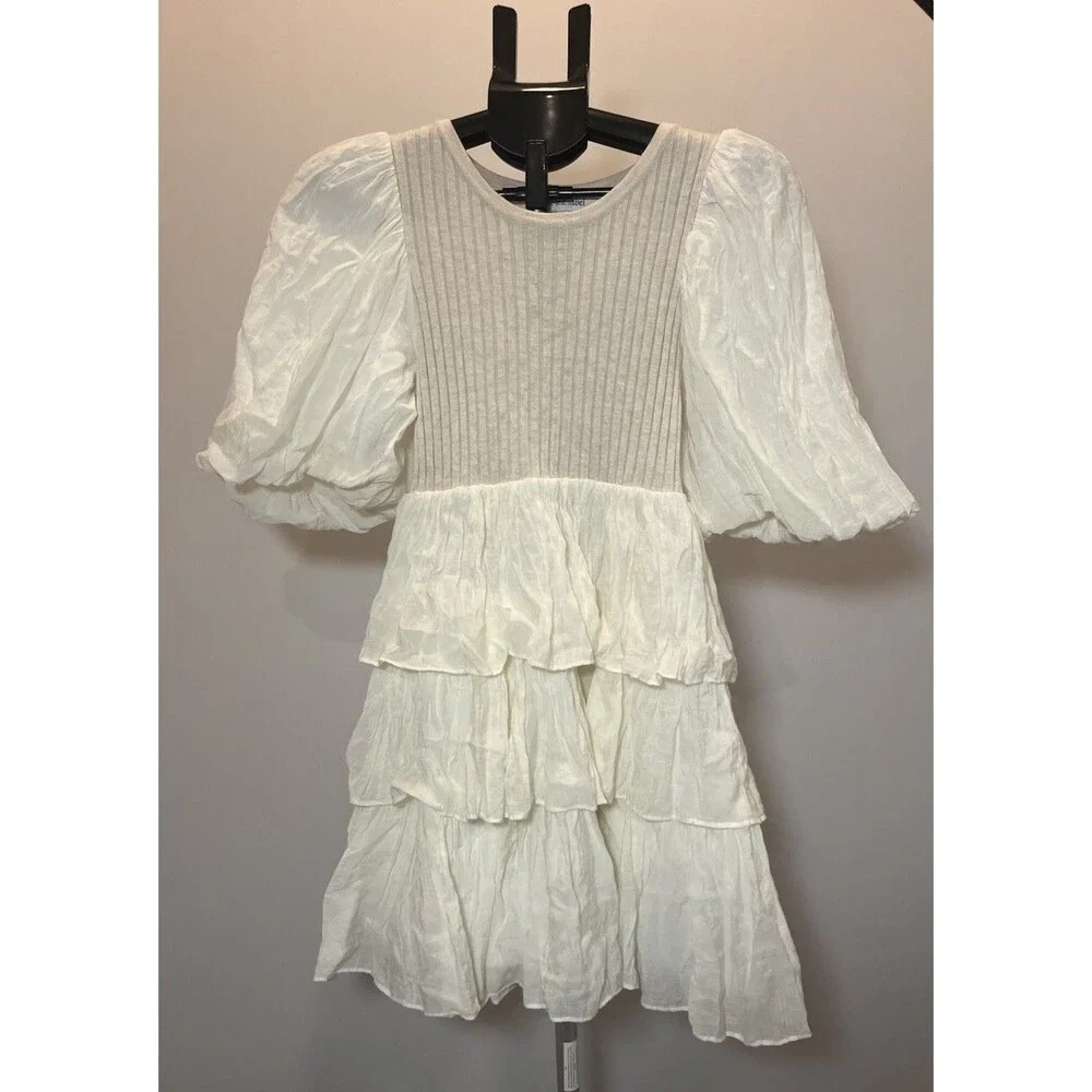 Sofie The Label Cream Babydoll Trapeze Style Tiered Dress- Size Small - Picture 13 of 13